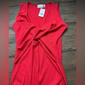 Willow Root Vibrant Red Ribbed dress